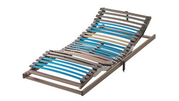 `JOKA Unico Lattenrost in Motorausführung mit verstellbarem Kopf- und Fußteil vor weißem Hintergrund.`